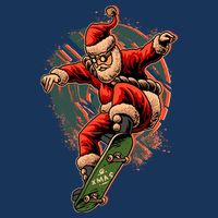 Cool Christmas Skateboarding Santa Claus Drawstring Bag