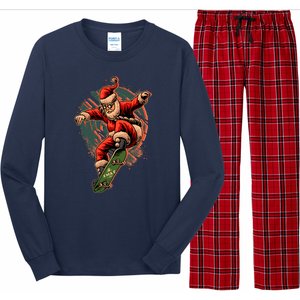 Cool Christmas Skateboarding Santa Claus Long Sleeve Pajama Set