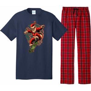 Cool Christmas Skateboarding Santa Claus Pajama Set