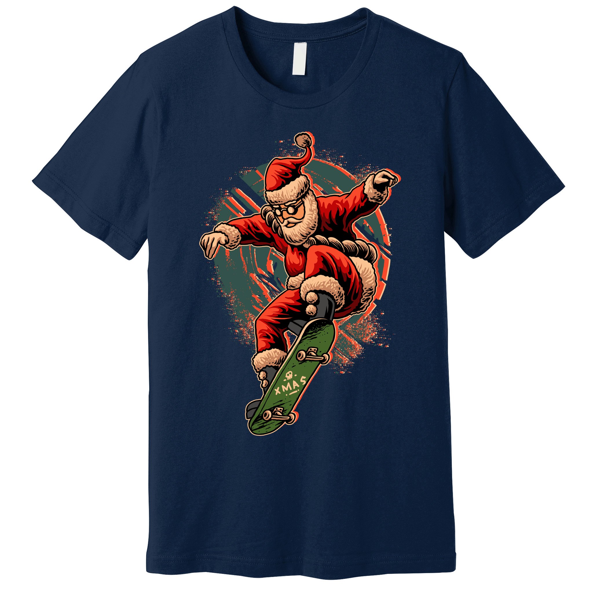 Cool Christmas Skateboarding Santa Claus Premium T-Shirt