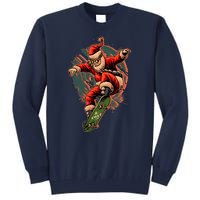 Cool Christmas Skateboarding Santa Claus Tall Sweatshirt