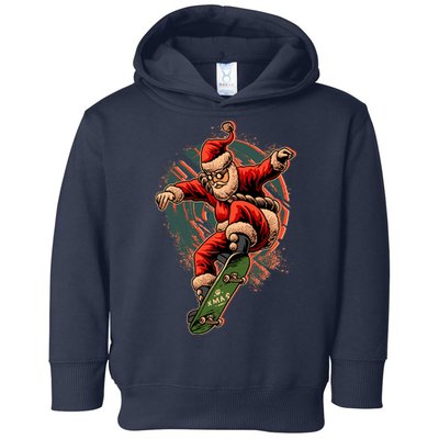 Cool Christmas Skateboarding Santa Claus Toddler Hoodie