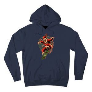 Cool Christmas Skateboarding Santa Claus Tall Hoodie