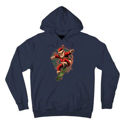 Cool Christmas Skateboarding Santa Claus Tall Hoodie