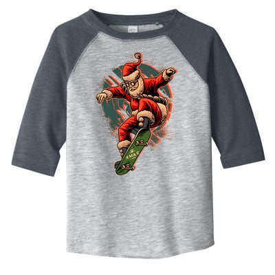 Cool Christmas Skateboarding Santa Claus Toddler Fine Jersey T-Shirt