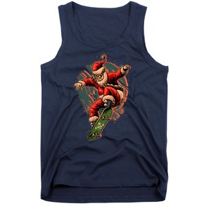 Cool Christmas Skateboarding Santa Claus Tank Top