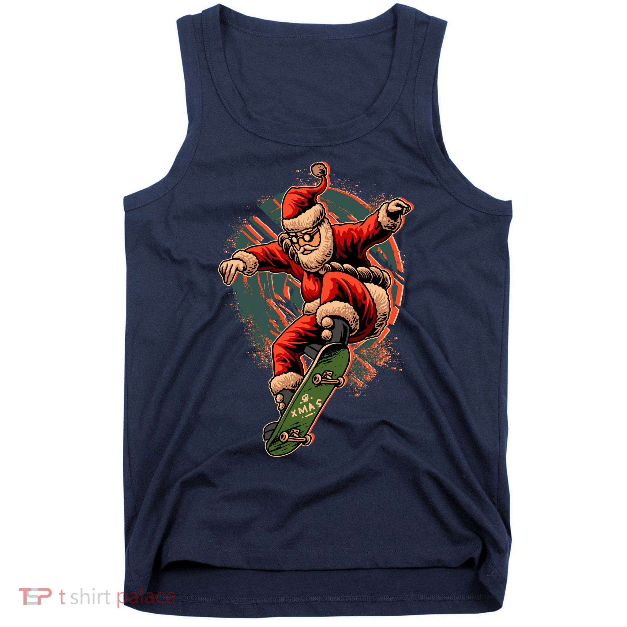 Cool Christmas Skateboarding Santa Claus Tank Top
