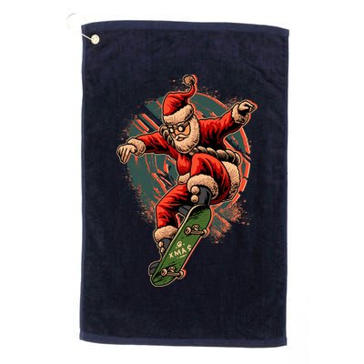 Cool Christmas Skateboarding Santa Claus Golf Towel