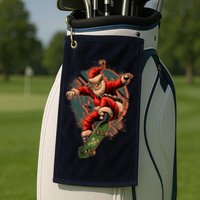 Cool Christmas Skateboarding Santa Claus Golf Towel