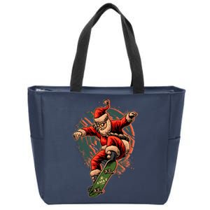 Cool Christmas Skateboarding Santa Claus Zip Tote Bag