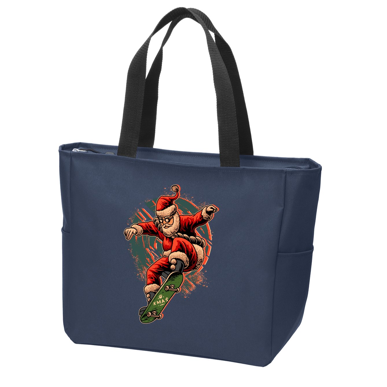 Cool Christmas Skateboarding Santa Claus Zip Tote Bag