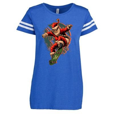 Cool Christmas Skateboarding Santa Claus Enza Ladies Jersey Football T-Shirt