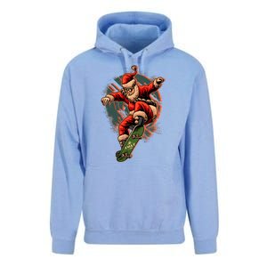 Cool Christmas Skateboarding Santa Claus Unisex Surf Hoodie