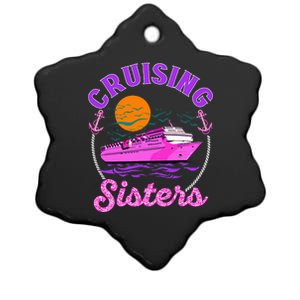 Cute Cruising Sisters Women Cruise Lovers Sailing Trip Ceramic Star Ornament