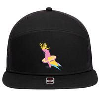 Cockatiel Cockatoo Summer Vacay Party Beach Vibes Funny Gift 7 Panel Mesh Trucker Snapback Hat