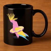 Cockatiel Cockatoo Summer Vacay Party Beach Vibes Funny Gift 11oz C Handle Ceramic Mug