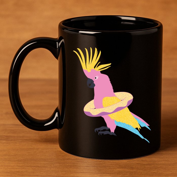 Cockatiel Cockatoo Summer Vacay Party Beach Vibes Funny Gift 11oz C Handle Ceramic Mug