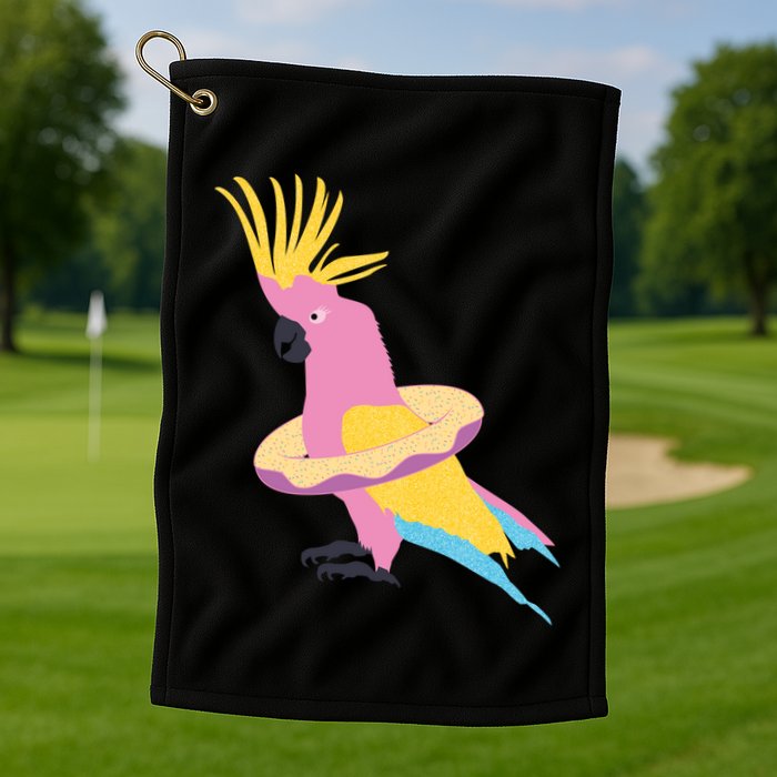 Cockatiel Cockatoo Summer Vacay Party Beach Vibes Funny Gift Golf Towel