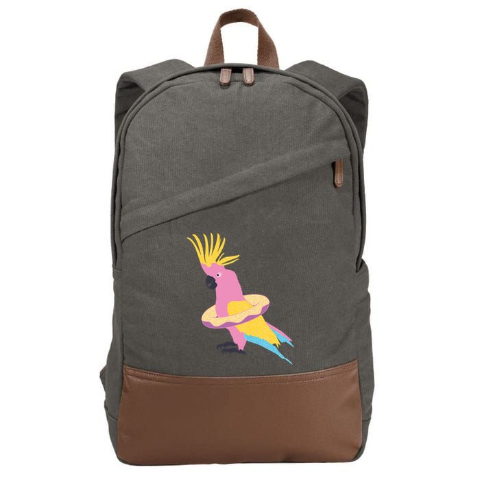 Cockatiel Cockatoo Summer Vacay Party Beach Vibes Funny Gift Cotton Canvas Backpack