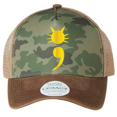 Cute Cat Semicolon May Mental Health Awareness Month Legacy Tie Dye Trucker Hat