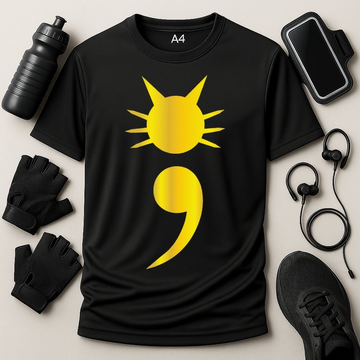 Cute Cat Semicolon May Mental Health Awareness Month Cooling Performance Crew T-Shirt