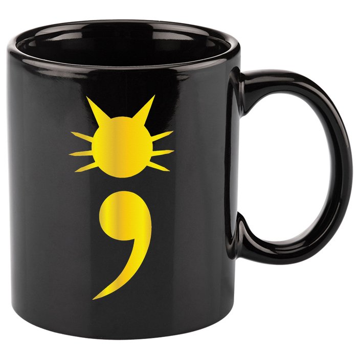 Cute Cat Semicolon May Mental Health Awareness Month 11oz C Handle Ceramic Mug