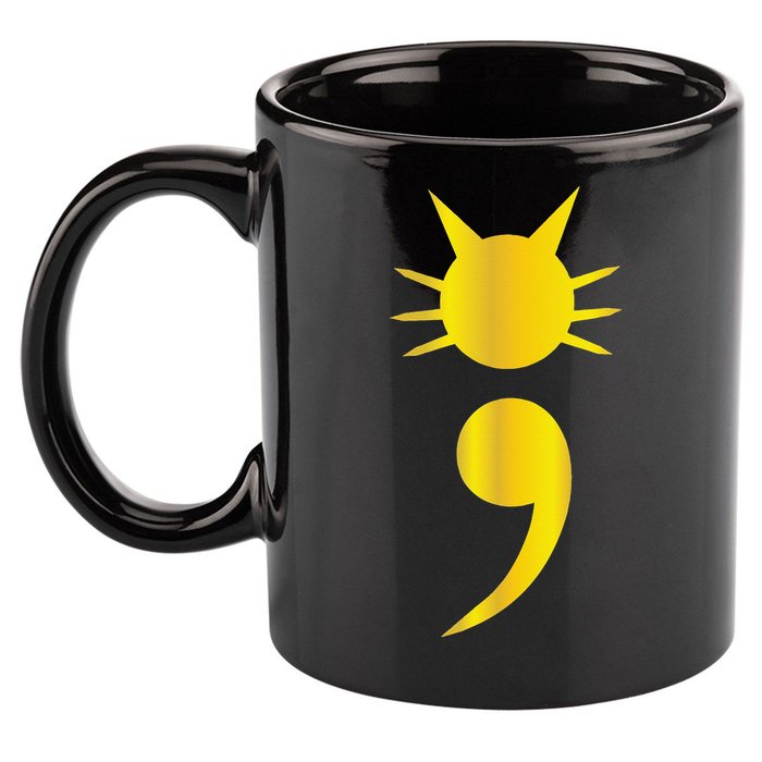 Cute Cat Semicolon May Mental Health Awareness Month 11oz C Handle Ceramic Mug