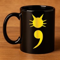 Cute Cat Semicolon May Mental Health Awareness Month 11oz C Handle Ceramic Mug