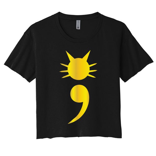 Cute Cat Semicolon May Mental Health Awareness Month Crop Top