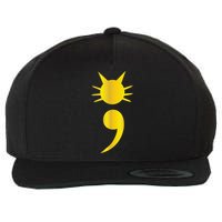 Cute Cat Semicolon May Mental Health Awareness Month Wool Snapback Cap