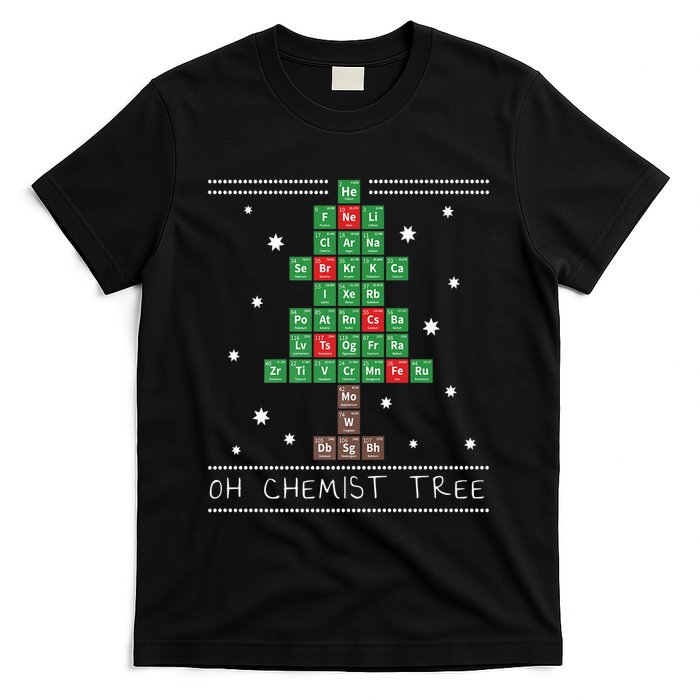Christmas Chemistry Science Periodic Table Chemist Tree T-Shirt