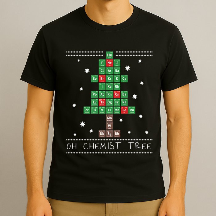 Christmas Chemistry Science Periodic Table Chemist Tree T-Shirt