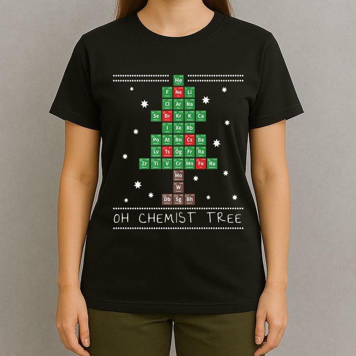 Christmas Chemistry Science Periodic Table Chemist Tree T-Shirt
