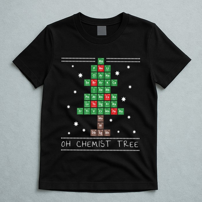 Christmas Chemistry Science Periodic Table Chemist Tree T-Shirt