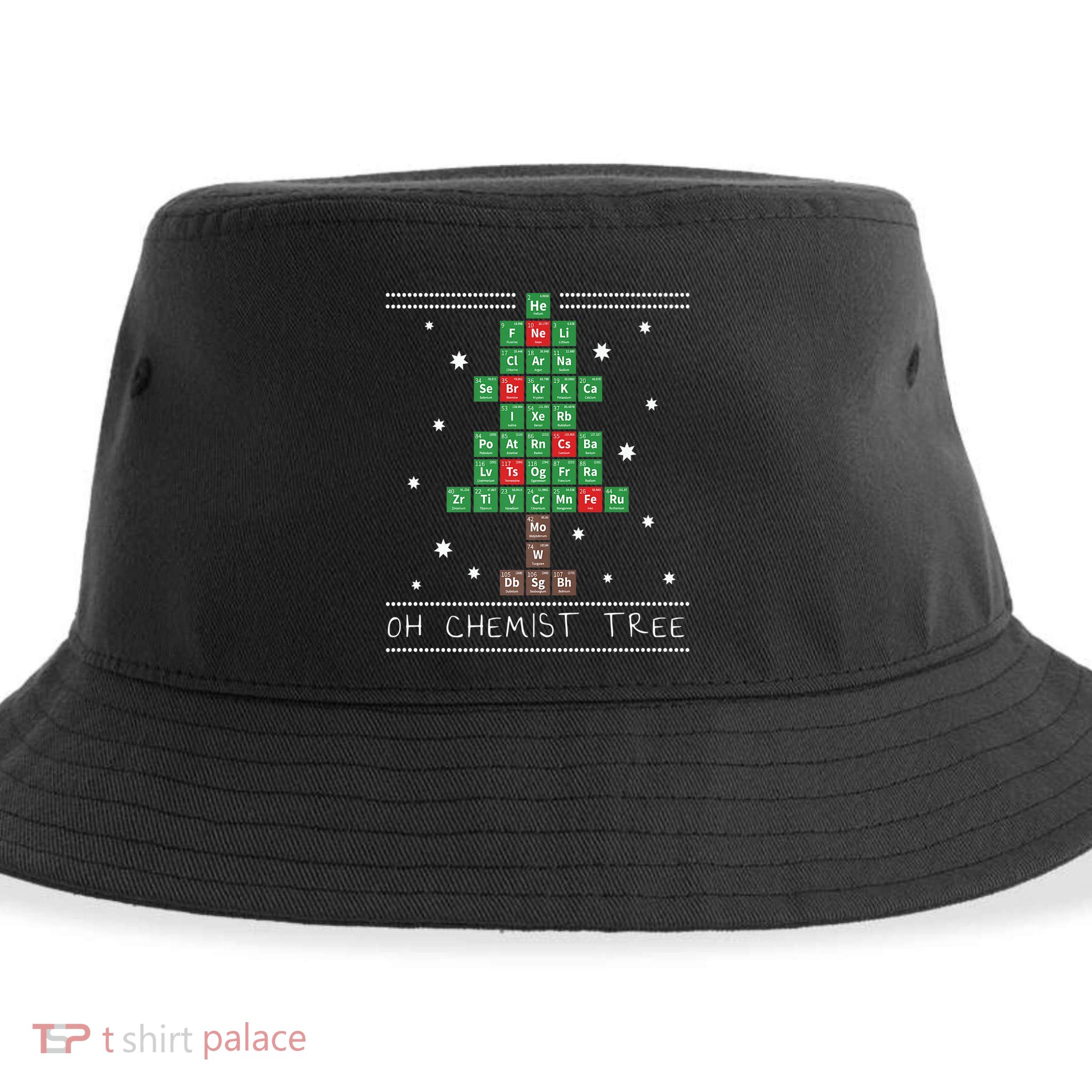 Christmas Chemistry Science Periodic Table Chemist Tree Sustainable Bucket Hat