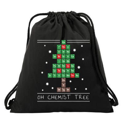 Christmas Chemistry Science Periodic Table Chemist Tree Drawstring Bag