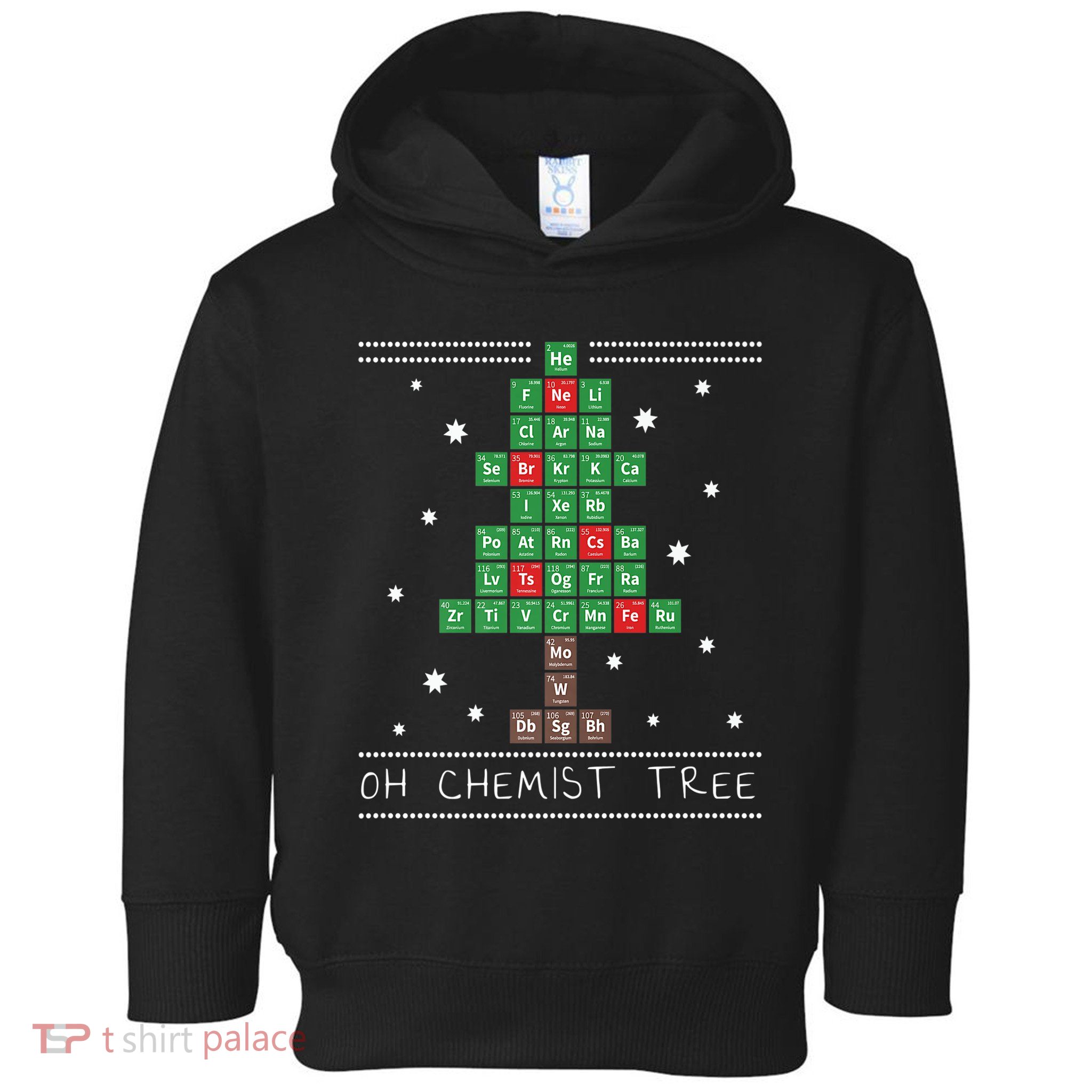 Christmas Chemistry Science Periodic Table Chemist Tree Toddler Hoodie