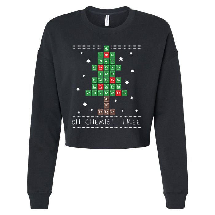 Christmas Chemistry Science Periodic Table Chemist Tree Cropped Pullover Crew