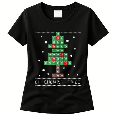 Christmas Chemistry Science Periodic Table Chemist Tree Womens T-Shirt