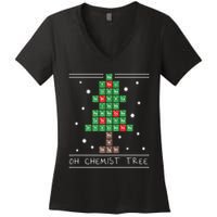 Christmas Chemistry Science Periodic Table Chemist Tree Women's V-Neck T-Shirt