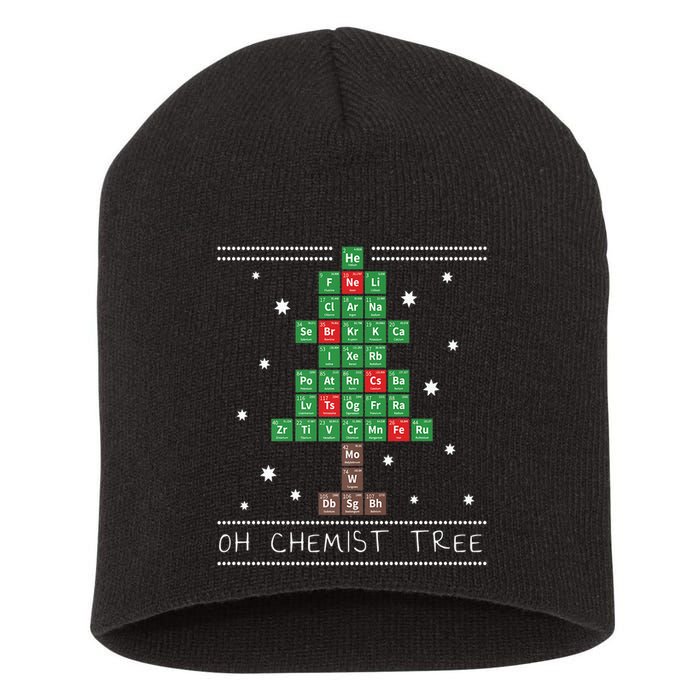 Christmas Chemistry Science Periodic Table Chemist Tree Short Acrylic Beanie