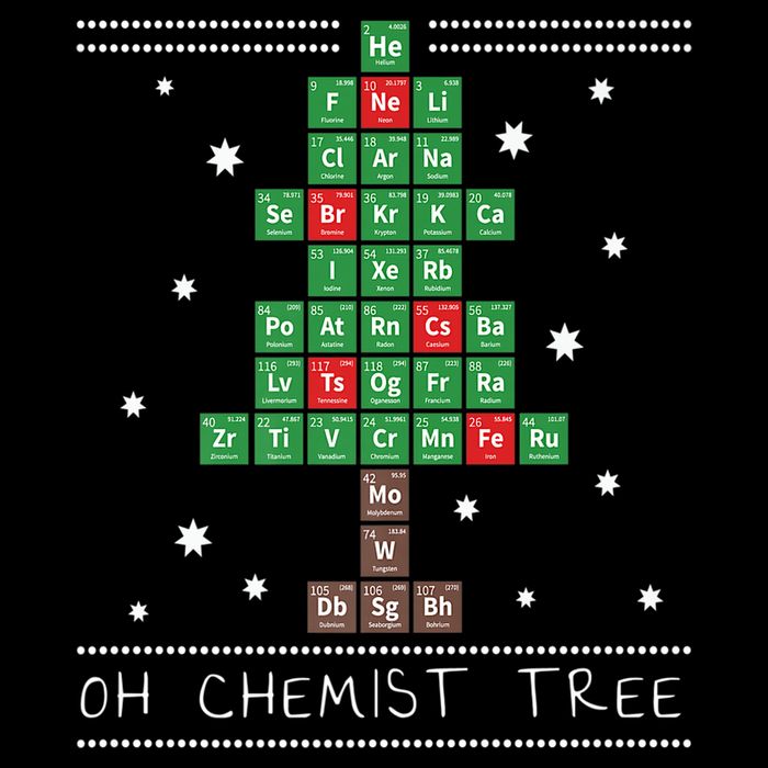 Christmas Chemistry Science Periodic Table Chemist Tree Short Acrylic Beanie