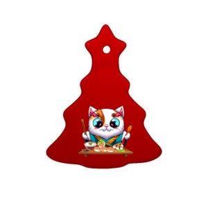 Cute Cat Sushi Chef Kawaii Cat Lover Japanese Neko Gift Ceramic Tree Ornament