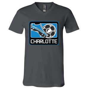 Cool Charlotte Soccer Cleats V-Neck T-Shirt