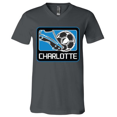 Cool Charlotte Soccer Cleats V-Neck T-Shirt