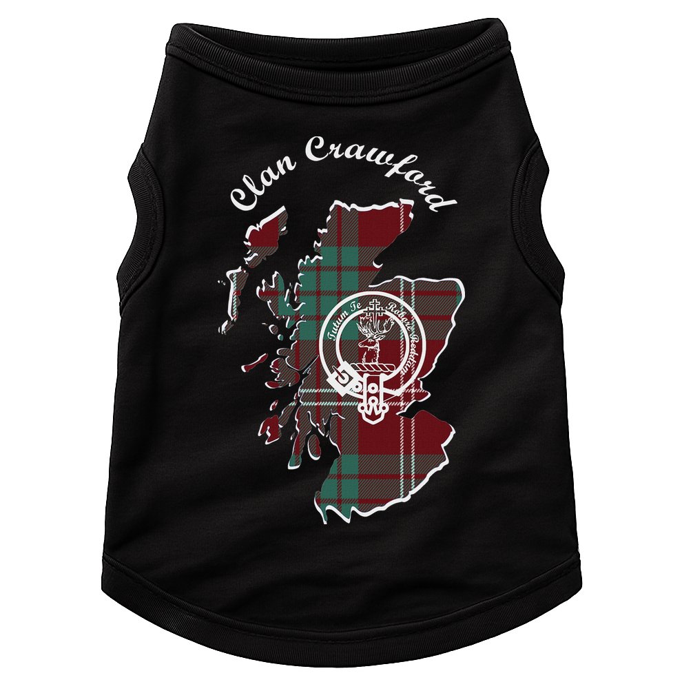 Clan Crawford Surname Last Name Scottish Tartan Crest Map Doggie Tank