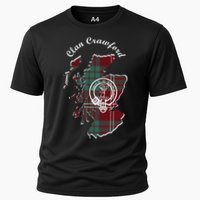Clan Crawford Surname Last Name Scottish Tartan Crest Map Cooling Performance Crew T-Shirt