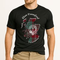 Clan Crawford Surname Last Name Scottish Tartan Crest Map Cooling Performance Crew T-Shirt