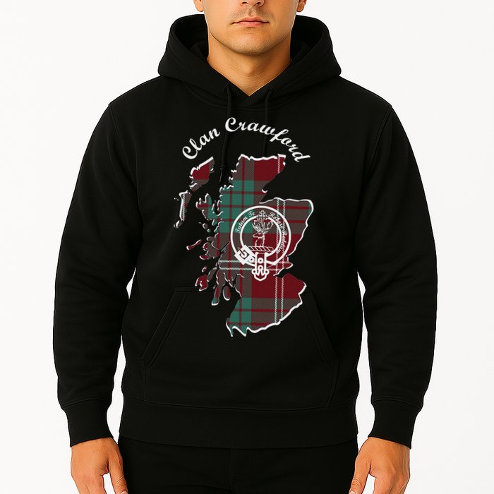 Clan Crawford Surname Last Name Scottish Tartan Crest Map Hoodie