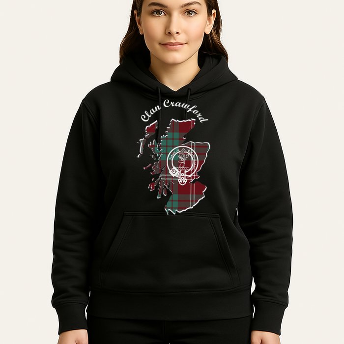 Clan Crawford Surname Last Name Scottish Tartan Crest Map Hoodie